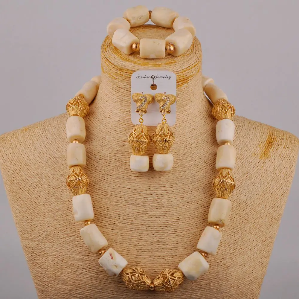 

White Coarl Jewelry Set 24Inches Necklace Nigerian Wedding African Bridal Set