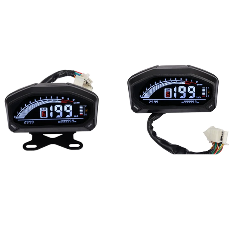 

Universal Motorcycle LED LCD Speedometer Digital Odometer Tachometer 12000 RPM Meter For 1,2,4 Cylinders