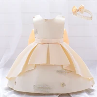 Toddler Baby Girl Birthday Princess Dresses Newborn Wedding Party Dress For Girls Infant Embroidery Bow Summer Clothes 12M 5Y 3