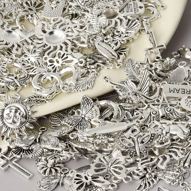 10/20/30/50/100 Stück/Lot Vintage Metallanhänger Sonne Mond Stern Meerestier Muschel Blume Anhänger/Charms für Schmuckherstellung Zubehör Großhandel – Detail 9