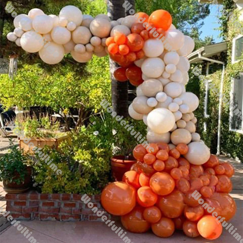 

DIY Matte Orange Wedding Balloons Arch Halloween Decoration Beige Doubeld Apricot Balloon Garland Kit Adult Birthday Party Decor