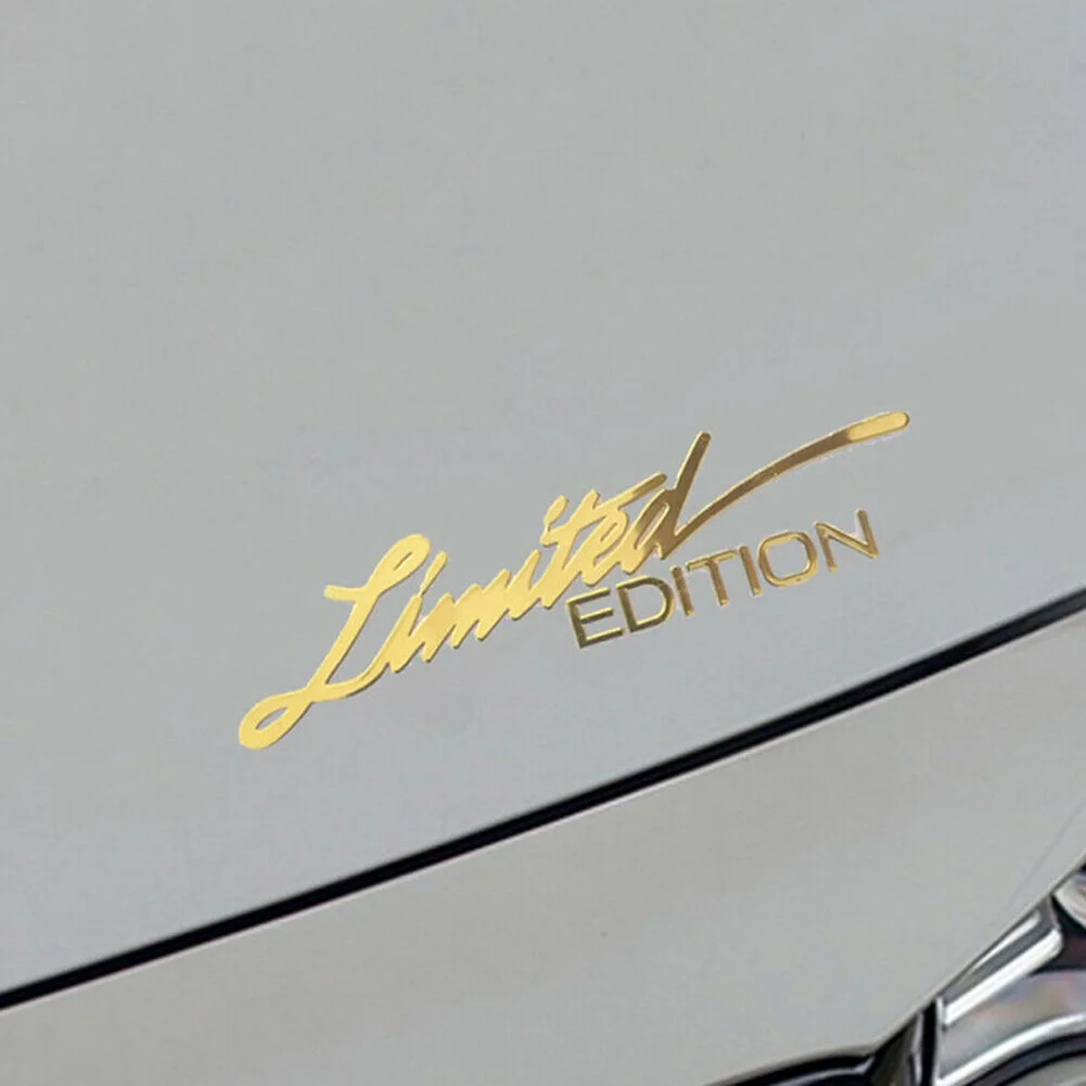 2 Pcs Auto Aufkleber 3D Gold Limited Edition Logo Emblem Abzeichen Metall Aufkleber  Aufkleber Auto DIY Zubehör Custom Text 1,8 cmX 7,5 Cm