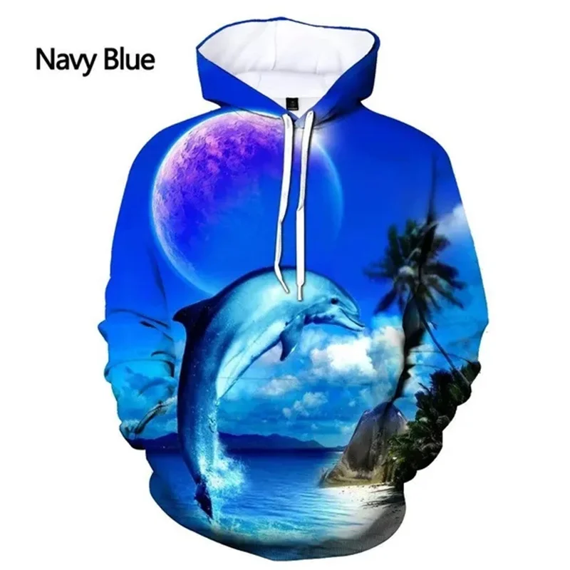 

New Fashion 3D Dolphin Printed Hoodies For Men Ocean Animal Graphic Sweatshirt Children Hipster Streetwear Pullover Women Hoodie