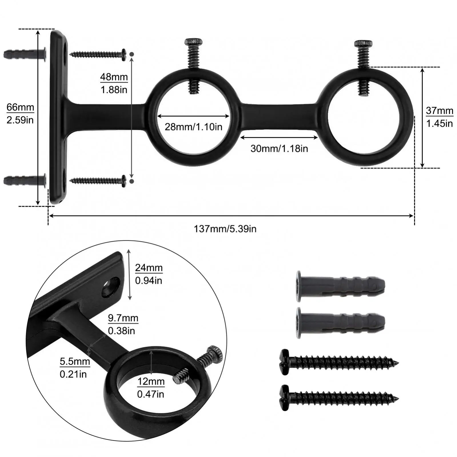 liga de aluminio duplo cortina rod holder 03
