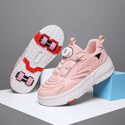Boys Childrens Roller Sports Shoes 28-38 Roller Skate Shoes Kids Girl Spring Casual Sports Children 4 Wheels Fashionable Skates