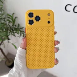Breathable Cooling Silicone Phone Case with Shockproof Matte Bumper Cover - iPhone 15 Plus (Yellow)