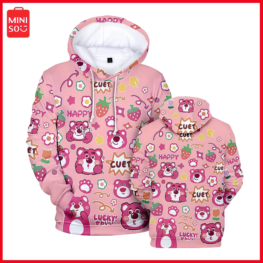 

2023 Miniso Lotso Men Women Cartoon Hoodie Spring and Autumn Print Loose Adult Children Casual Hoodie Birthday Christmas Gift