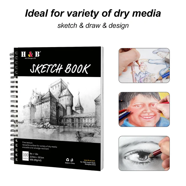 9 x 12 inches Sketch Book, Top Spiral Bound Sketch Pad,1 pack 100-Sheets  (68lb/100gsm),Acid Free Art Sketchbook Artistic Drawing - AliExpress