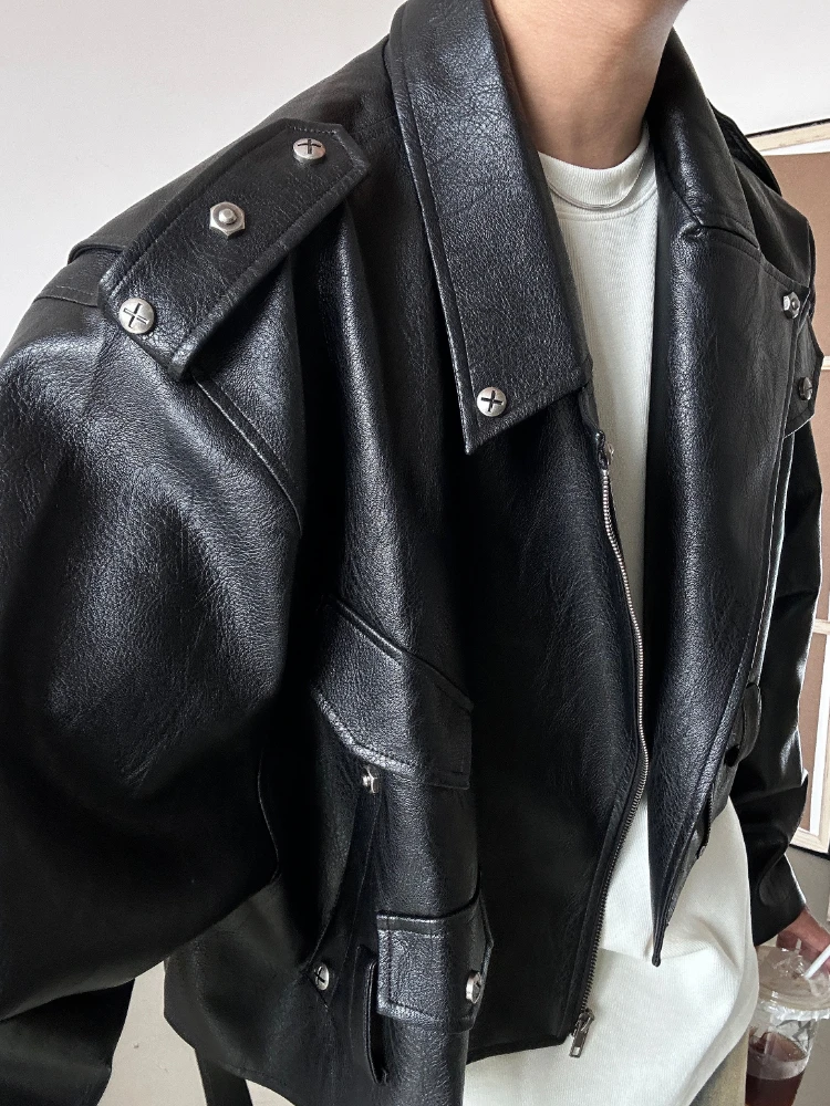 Autumn Jackets Stylish Moto Handsome Retro American Style Versatile Cropped Rivet Windproof Classic Workout Daily Solid Color 2