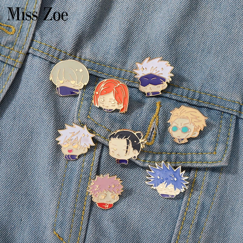 Enamel Pins Jujutsu Kaisen Chibi Gojo Satoru Itadori Yuji Custom Brooches Lapel Badges Cartoon Funny Jewelry Gift for Friends