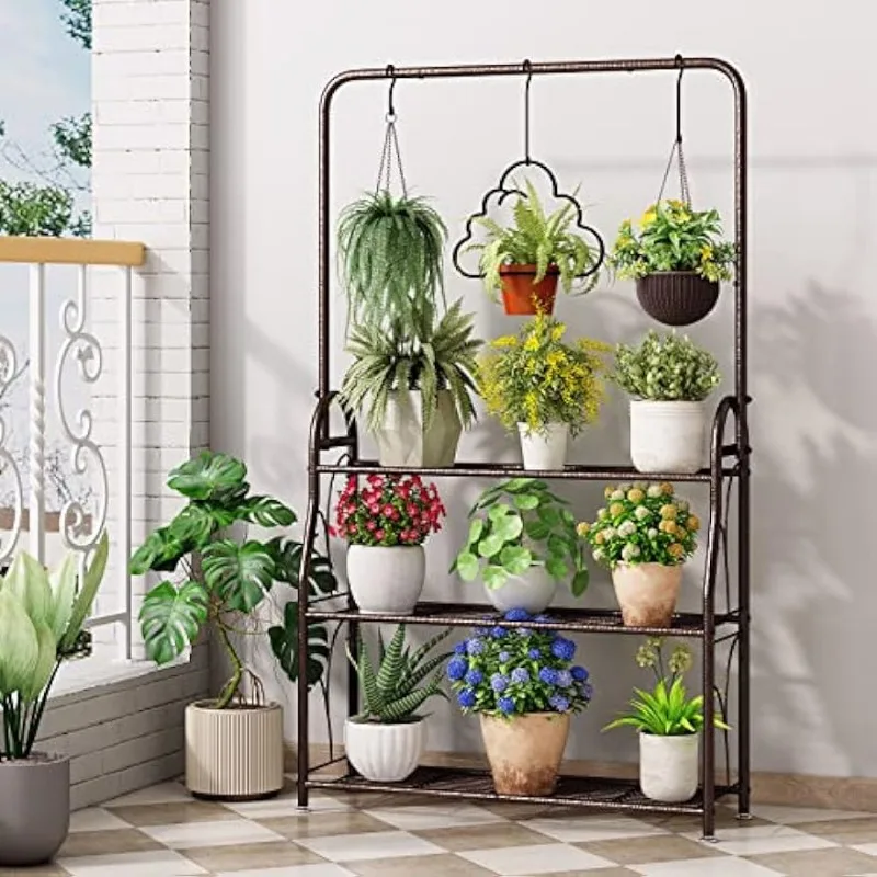 SORCEDAS Plant Stand 3 Tier Indoor Outdoor Tall Corner Hanging Plant Shelf  Metal Flower Stands Ladder Plant Holder - AliExpress