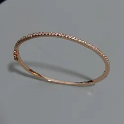 Elegant Pure Sterling Silver Bangle with Diamond Accents - Fashionable Women's Party Jewelry Gift (Rose Gold)