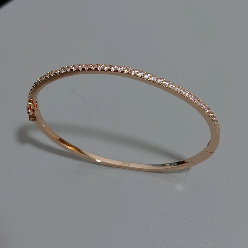 Top Quality Fashion Lovely Bangle Pure Sterling 925 Silver Jewelry For Women Design Bangle Cute Diamond Party Gift Jewelry Size6 4