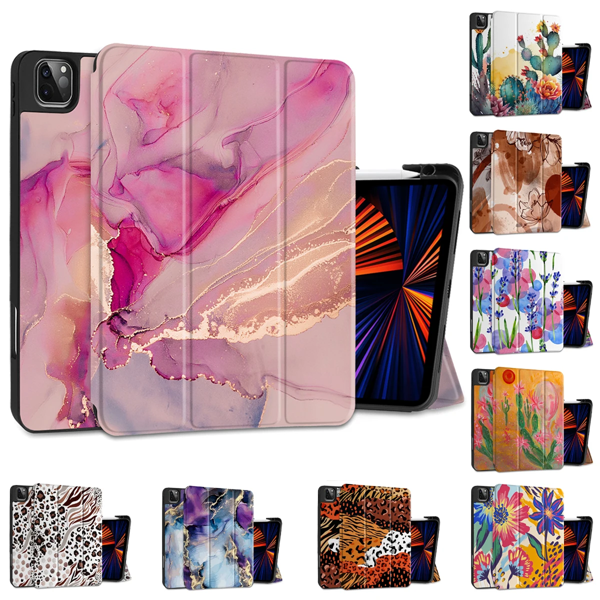 Custodia In Pelle Stampata Per Ipad Pro 11 Pro 12.9 Ipad 10Th Gen10.9 Pollici Air4 Air5 (Versione 2018-2022) M1 M2 Cover Per Ipad 10.2 Pollici