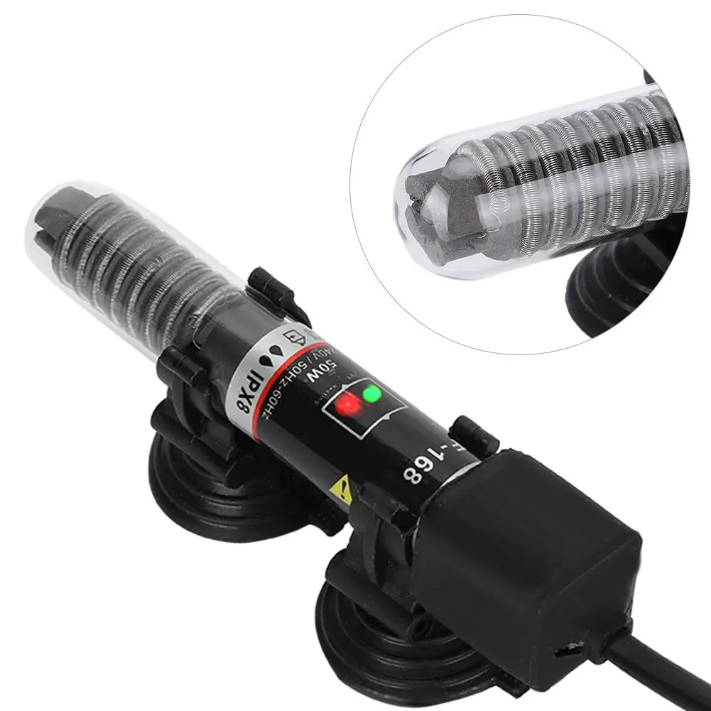 Aquarium Heater 25W/50W Constant Temperature Warmer with Thermometer and Suction Cup-Fish Tank Heating Rod
