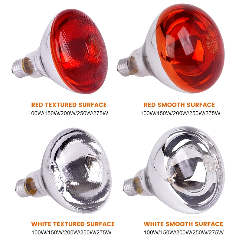 220V Heating Light Bulb Poultry Reptile Plant Amphibian Heating Lamp Livestock Infrared Insulation Heating 100W/150W/200W/250W 3
