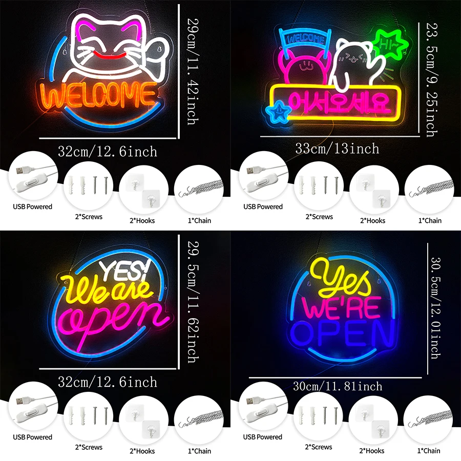 응 우리는 오픈된 매장용 LED 네온사인, 행운의 고양이 아이콘 비즈니스 벽등, 상점 창문, 바, 호텔, 카페, 클럽 아트 장식에 사용됩니다.