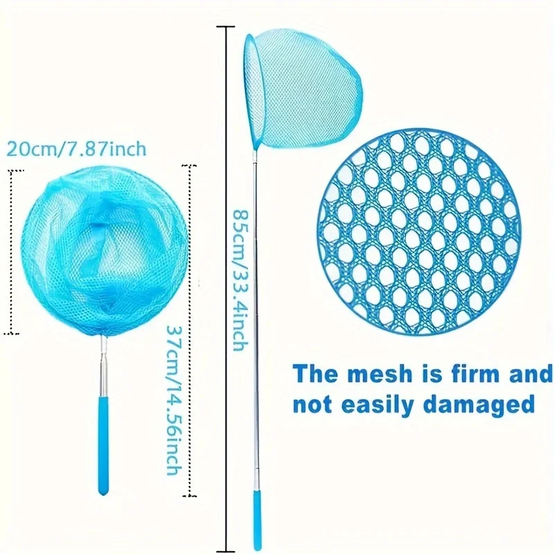 Stainless Steel Fishing Net Colorful Telescopic Butterfly Net Kids Pocket Fish Dip Poles Fishing Toy Gear