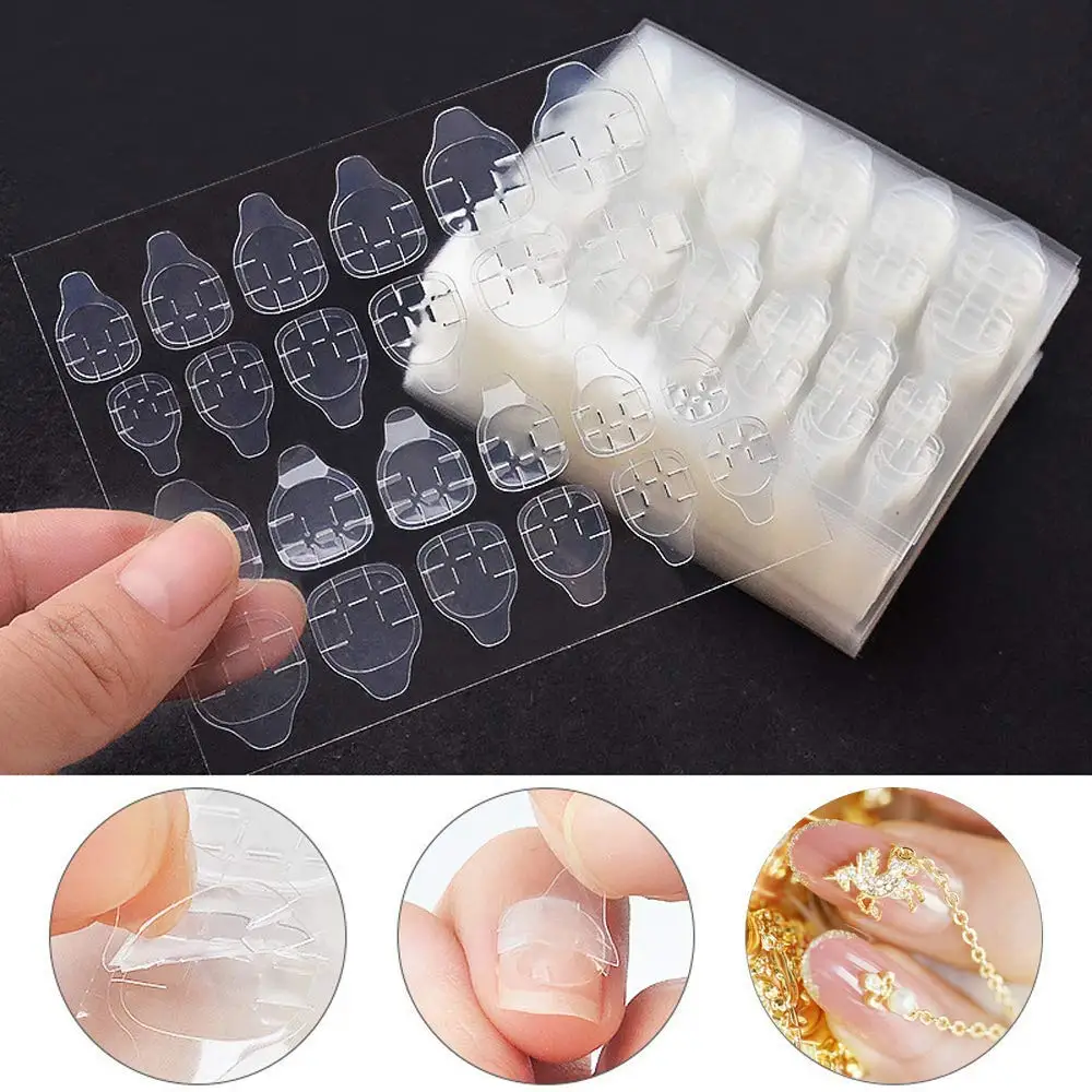 240pcs Double Sided False Nail Art Adhesive Tape Glue, DIY Fake Acrylic Nail Manicure Gel,Jelly Clear Waterproof Tabs Nail Glue 2