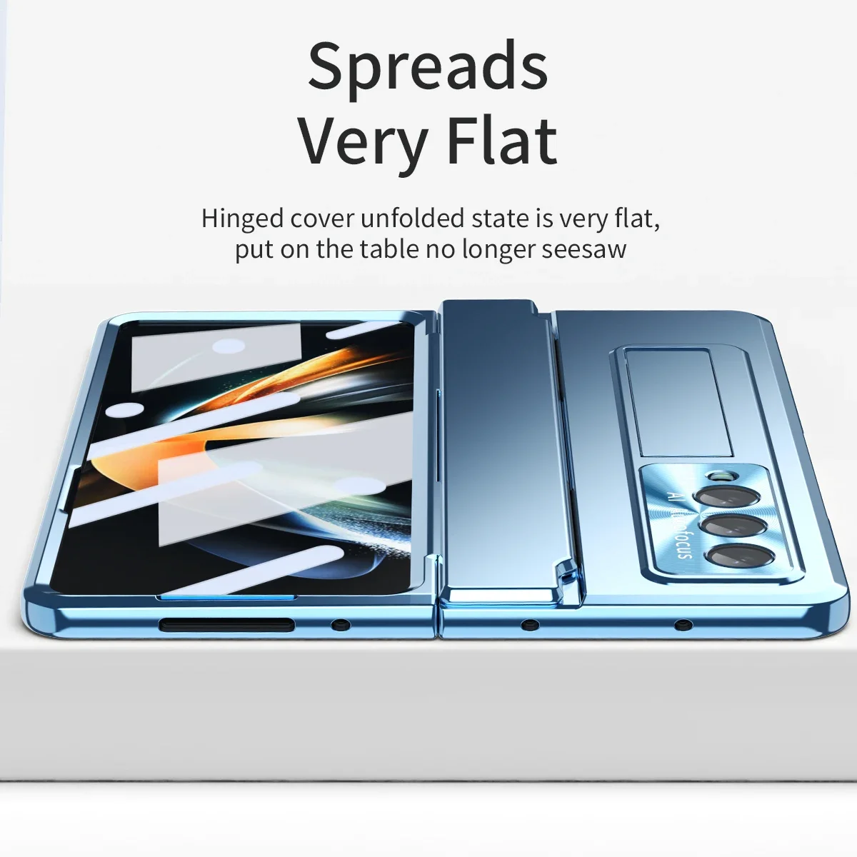 Enhanced Plating Protective Case with Hinge Bracket and Tempered Film Cover – Shockproof Design