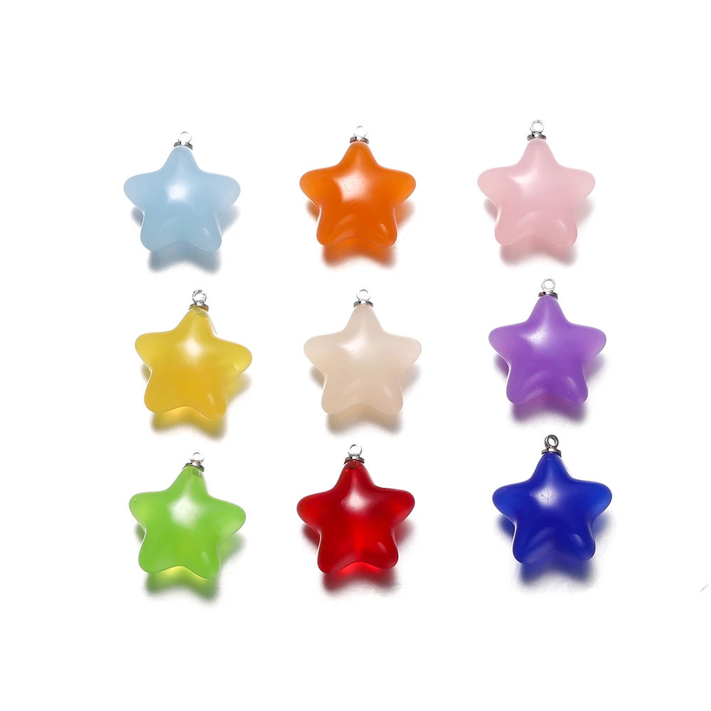 4 teile/los 23.5*26mm Gelee Farbe fünfzackigen Stern Acryl Charms Anhänger für Schmuck machen DIY handgemachte Armband Accessoires – Detail 4