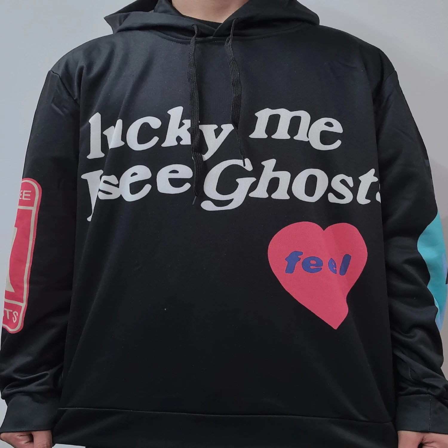 Lucky Me I See Ghosts Hoodie Men Women Hip Hop Graphic Hooded Sweatshirt Unisex Couple Pullover Tops