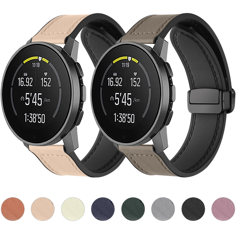Cinturino Per Suunto 9 Peak Pro / Suunto 5 Peak Watchband Suunto 3 Bracciale In Silicone In Pelle Magnetica Verticale 20Mm 22Mm Correa