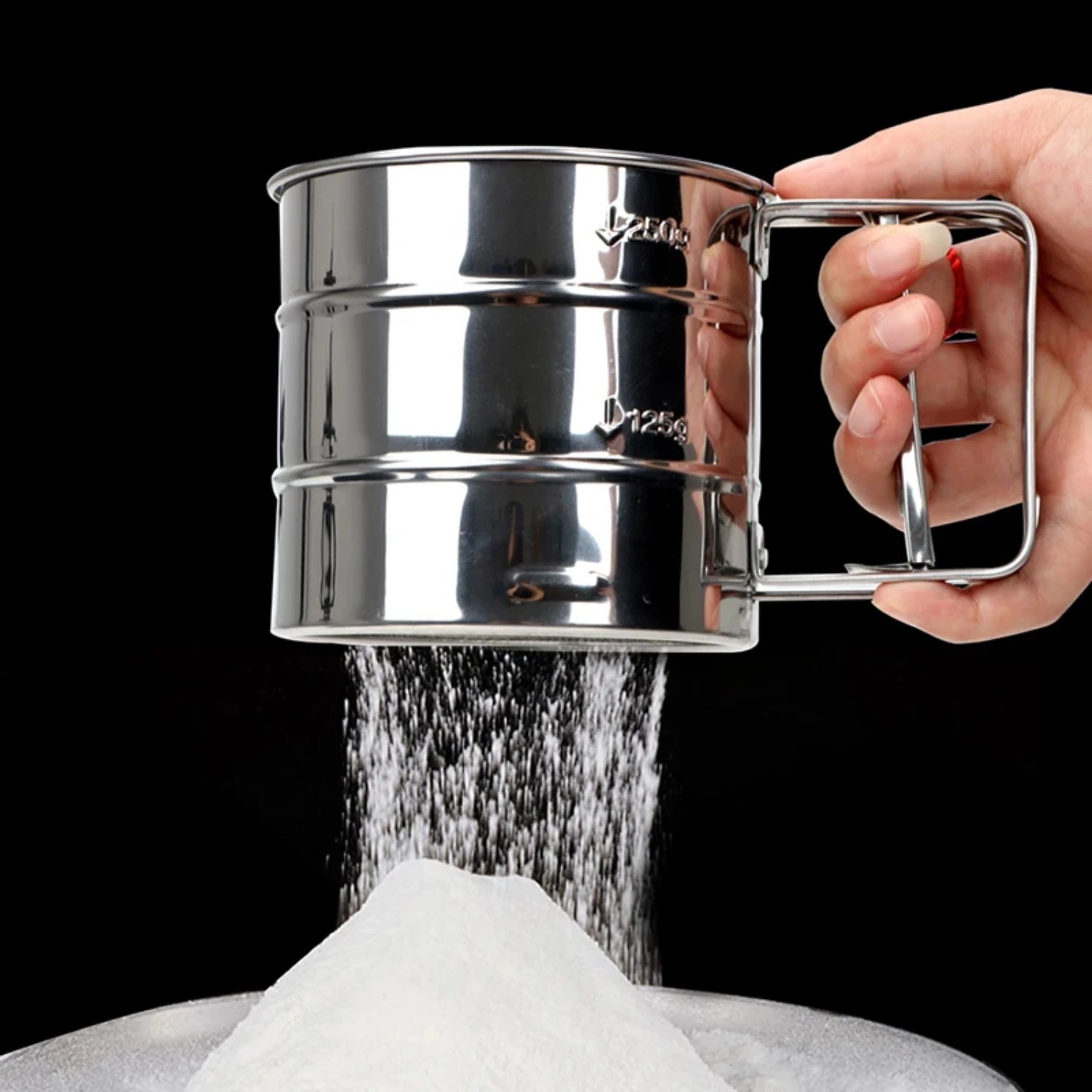 Stainless Steel Mesh Sifter Cup for Baking Kitchen Dining Pastry Tools Fine Powder Flour Shaker Icing Sugar Sieve Cup-Essen,flour sifter cup