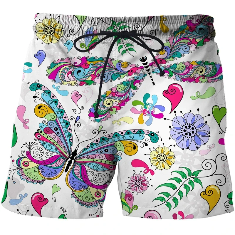 

3D Print Butterfly Beach Shorts For Men Summer Y2k Street Short Pants Boys Girls Swimming Trunks Quick Dry Surf Board Shorts