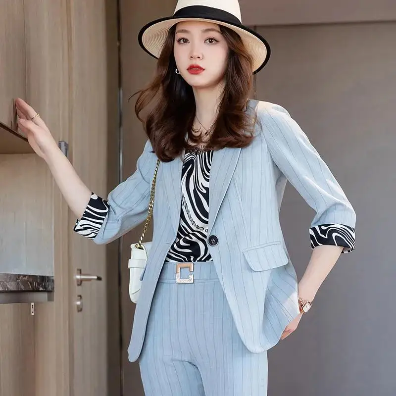 Formal Women Business Suits with Pants and Jackets Coat Spring Summer Female Blazers Pantsuits Professional Trousers Set