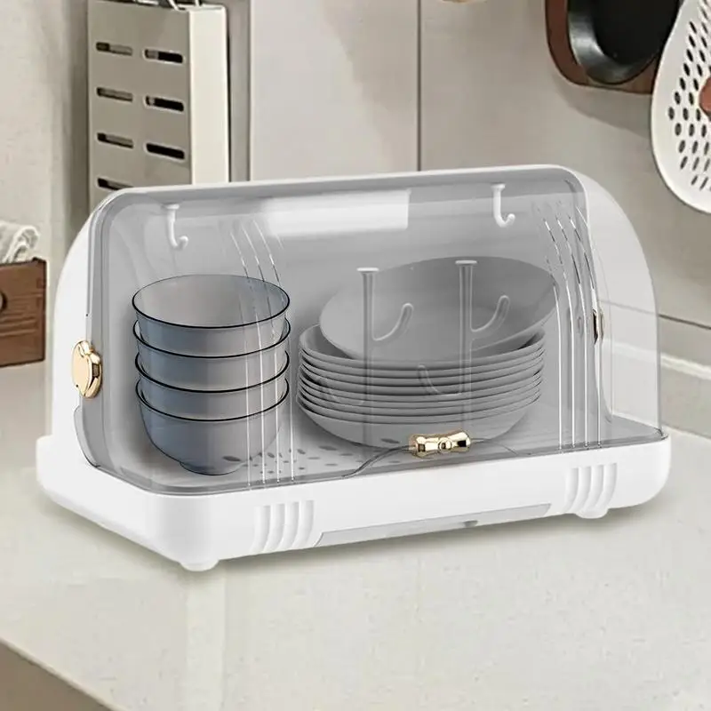 Baby Bottle Drying Rack with Cover Nursing Bottle Storage Box with Removable Drain Tray Feeding Station for Kitchen Cabinet