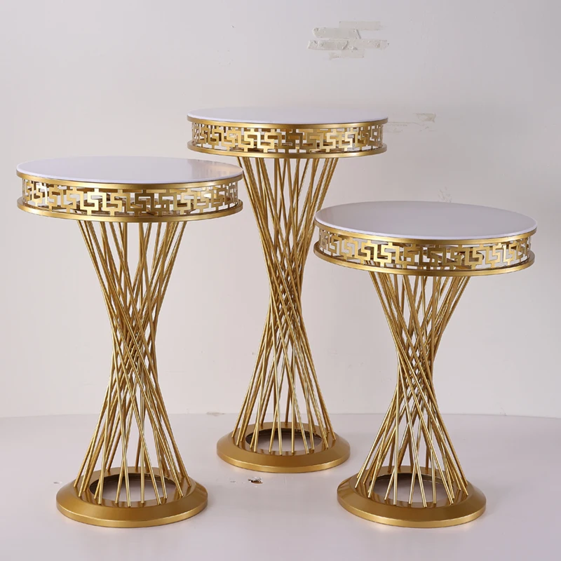 High Quality Matte Gold Wedding Cake Stand Pillars Set Pedestal for Wedding Decorations