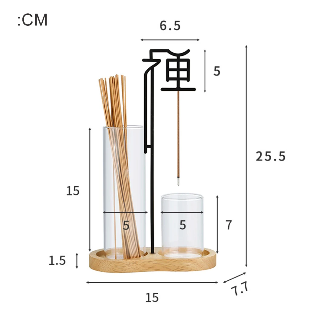 Chinesischer Zen-Räucherstäbchenhalter, fliegender Anti-Asch-Räuchergefäß mit Glas-Aschefänger und Räucherstäbchen, Organizer, Heimdekoration – Detail 1