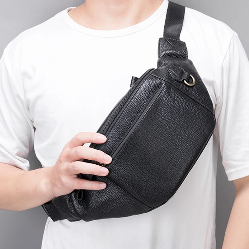 

Мужская нагрудная сумка AETOO, модная повседневная сумка на одно плечо из первого слоя воловьей кожи
