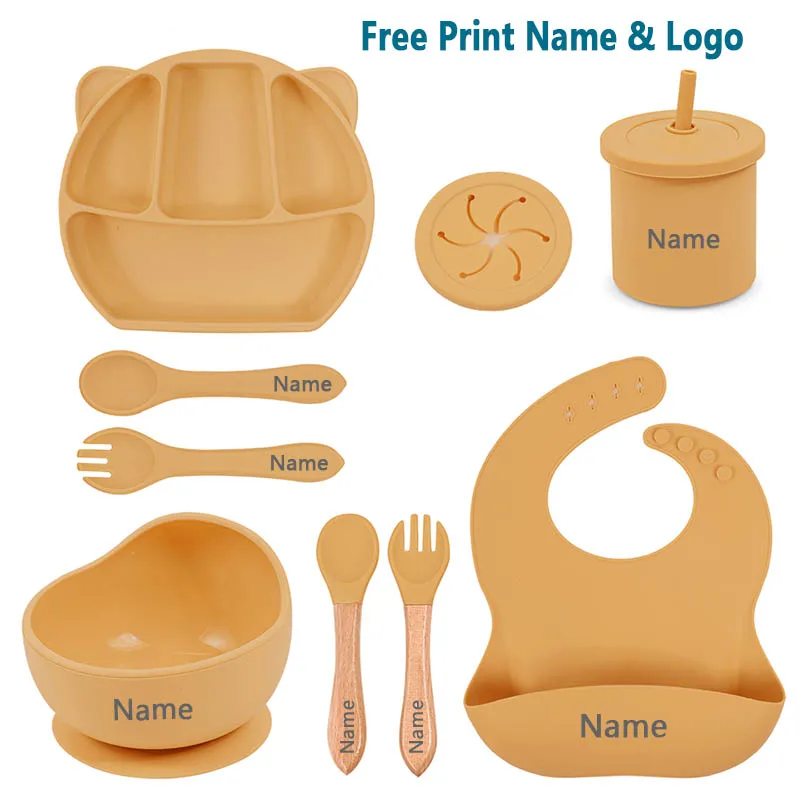 personalized-name-feeding-sets-for-kids-8pcs-set-baby-silicone-sucker-bowl-plate-cup-bibs-spoon-fork-sets-bear-dinner-plate-set