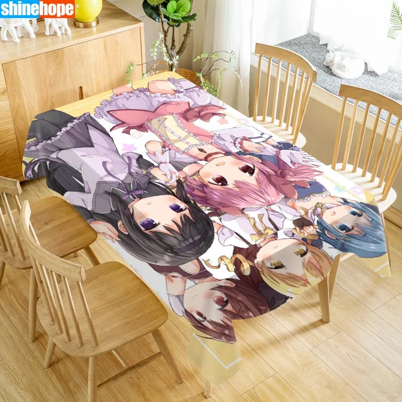 

New Arrival Custom Puella Magi Madoka Magica Table Cloth Waterproof Oxford Fabric Rectangular Tablecloth Home Party Tablecloth