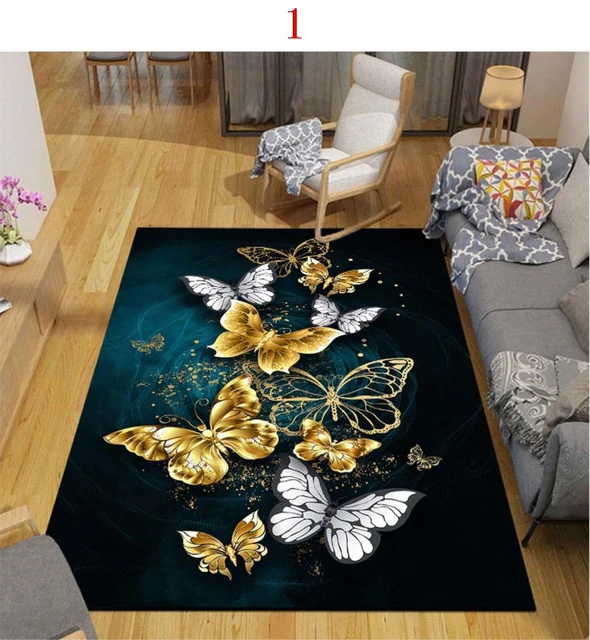 1pc Black Butterfly Pattern Kitchen Mat, Skin-friendly