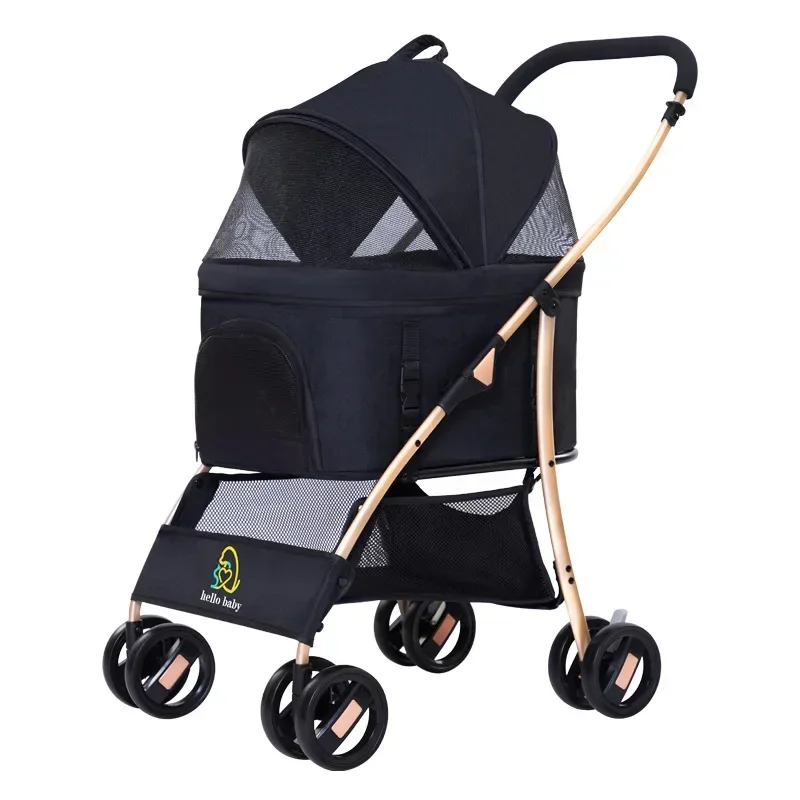 

Outdoor large space, four wheeled cat, dog, and dog cart, lightweight foldable and separated pet cart Pet Strollers