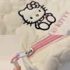 MINISO Hello Kitty Handbag Large Capacity Women's Cartoon Makeup Bag Soft Down Travel Bag For Women 6