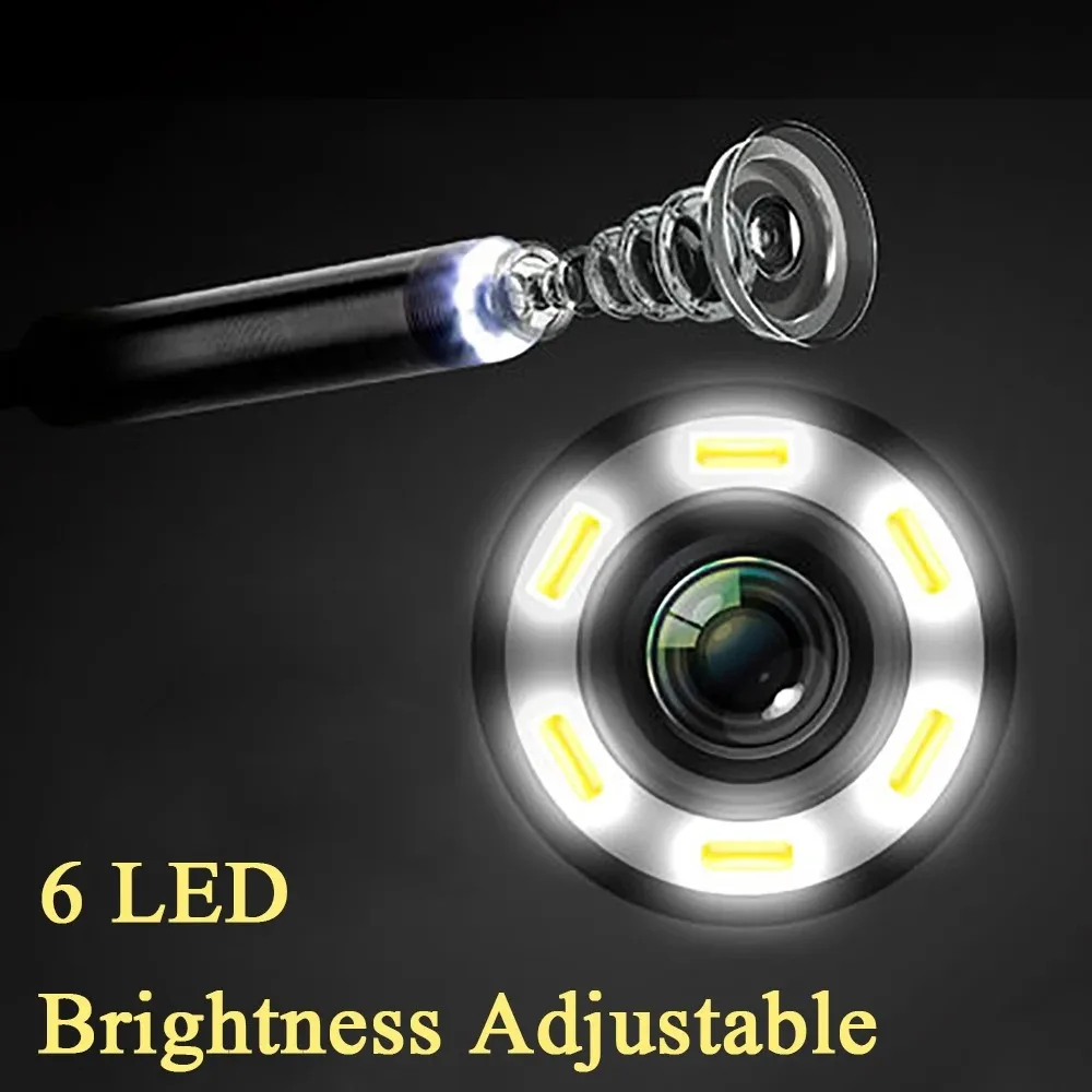 7.0/5.5 mm IP67 Waterproof Endoscope Camera 6 LEDs Adjustable Flexible Inspection Borescope Cameras for Android Huawei Phone 2