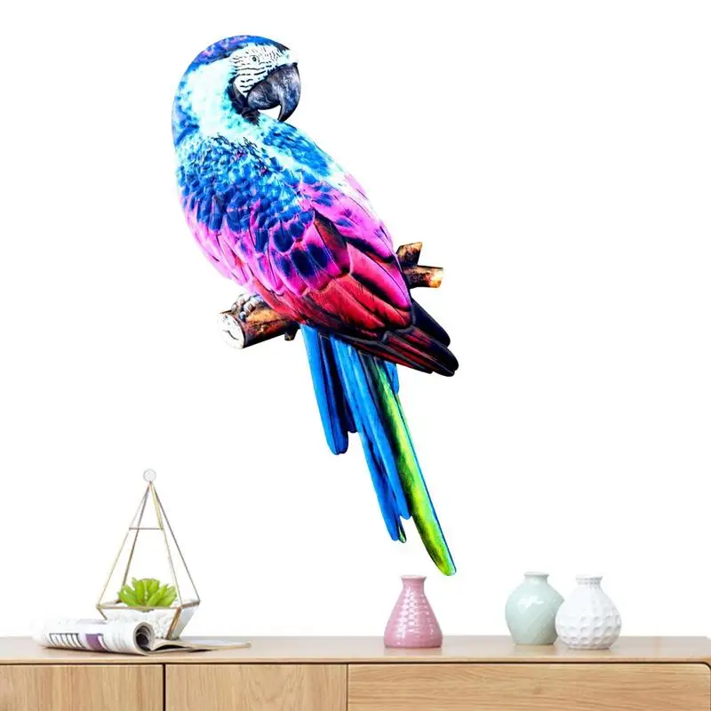 

Metal Parrot Wall Art Colorful Ornament Outdoor Sculpture Iron Hanging Decoration For Garden Gifts Fence Living Room Balcony