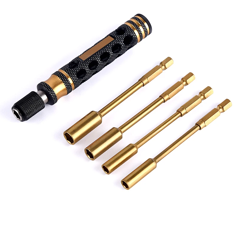 Hollow Out Handle 4 in 1 Hex Nut Driver Bit Socket Screwdriver Tools Sets Size 4.0mm 5.5mm 7.0mm 8.0mm For RC Dozer Car Truck