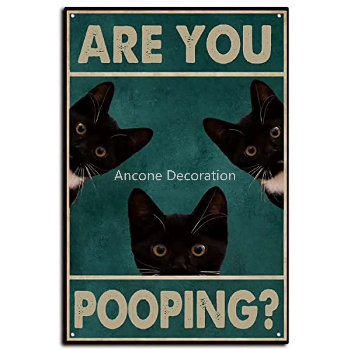 

Luoboken Funny Black Cat are You Pooping Bathroom Decor 8X12inch/Tin Sign