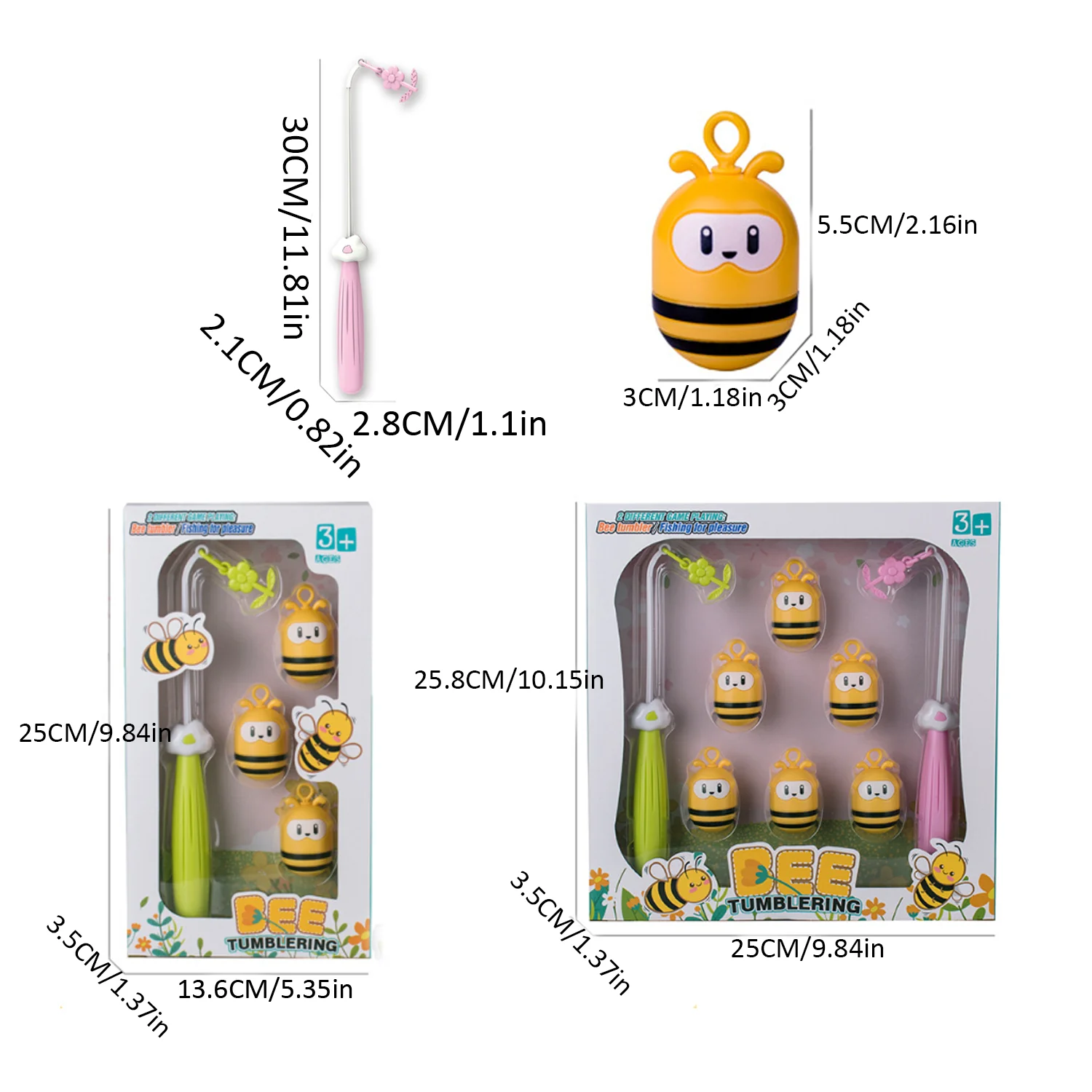 Children's 2-in-1 Inverted Bee Fishing Toy Male and Female Early Education Puzzle Fishing Game Set 5