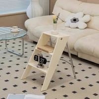 Japanese Style Acrylic Step Ladders Foldable 3-Step Ladder Stool Multifunctional Storage A-Frame Ladder Portable Home Decor Rack 4