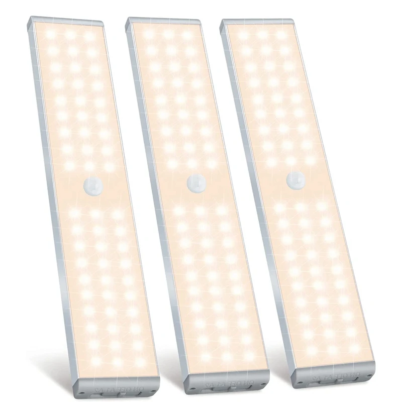 

LED Closet Light,60 LED Rechargeable Motion Sensor Closet Light Under Cabinet Light,For Wardrobe, Stairs, Bedroom,3 Pack