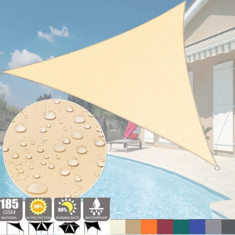 Sun Shade Sail Triangle Waterproof UPF50+ 98% UV Blockage For Backyard Patio Garden