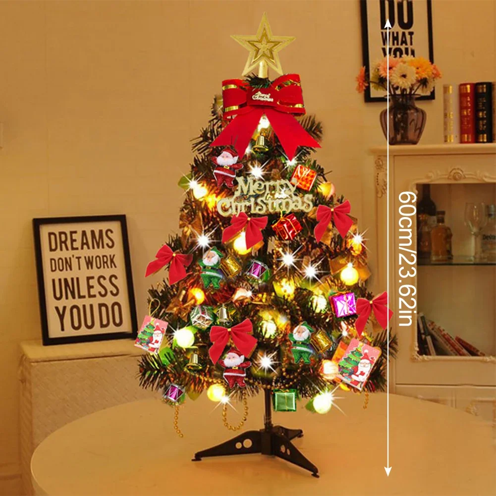 Christmas Tree Set Christmas Decor With Lights Desktop Mini Tree Ornaments New Year Party Decoration Gift Navidad 50cm