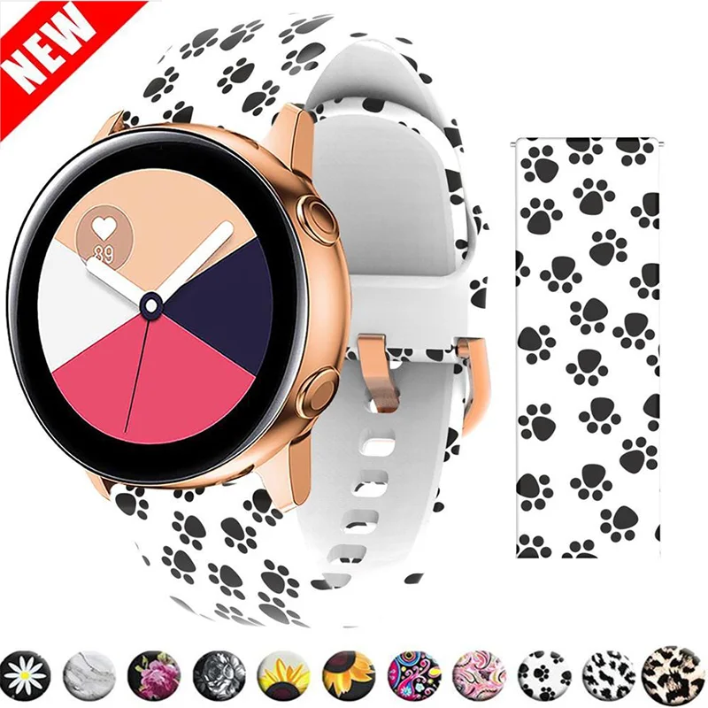 

Ремешок силиконовый для Samsung Galaxy Watch Active 2 44 мм 40 мм Gear S2, браслет с принтом для huawei gt/2 42 мм, 20 мм 22 мм