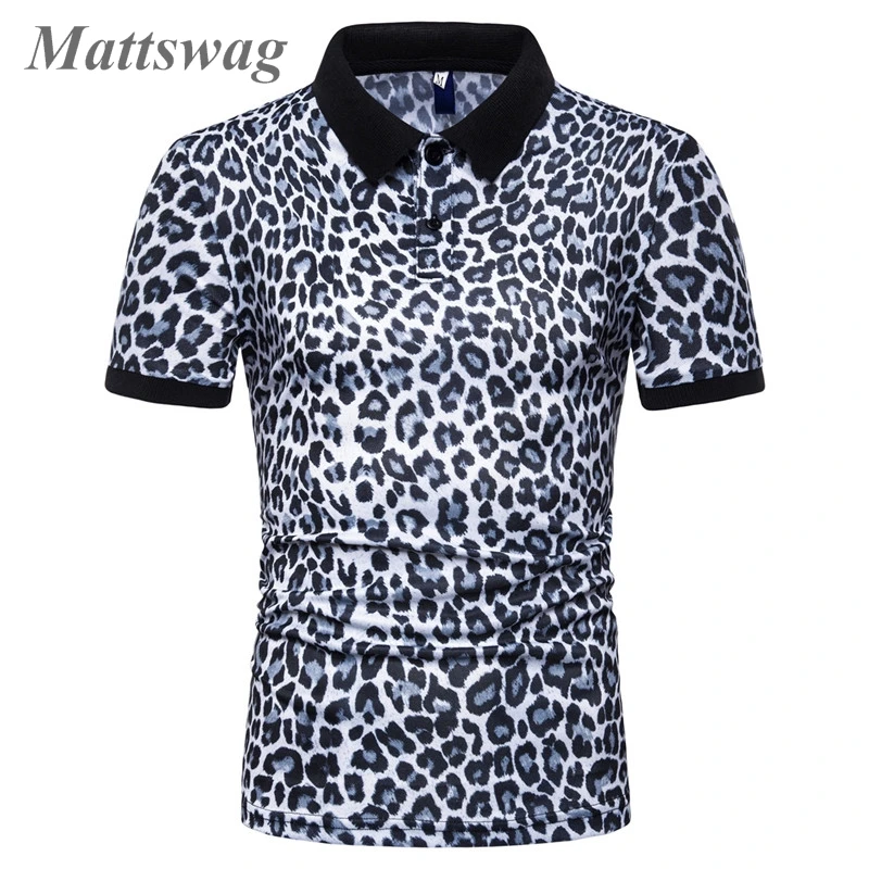 

Brand New Leopard Print Polo T Shirt For Men Fashion Short Sleeve Daily Golf Men's Clothing Prom Nightclub Tops Camisa Homme